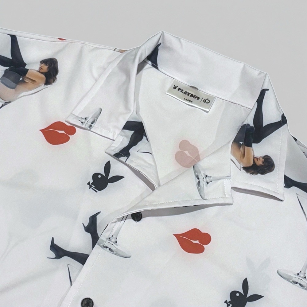 Playboy by Culture Kings Party Cocktail Shirt Size Large Relaxed Fit Camp Collar - Picture 2 of 12